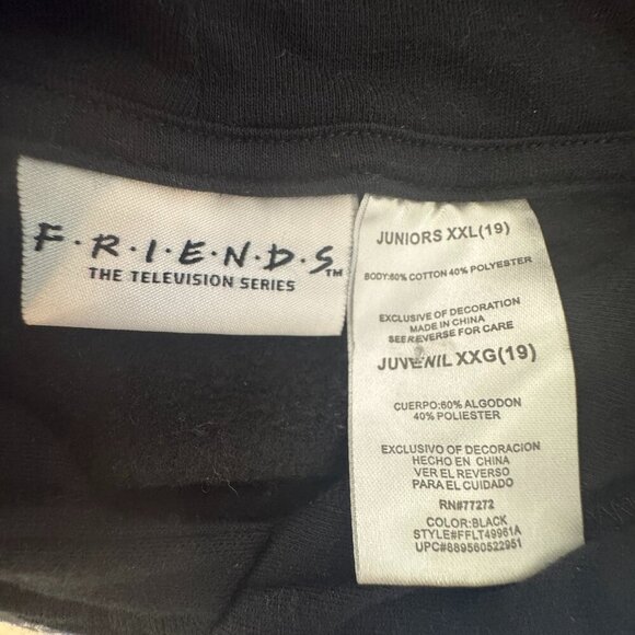 FRIENDS Black Hoodie Pullover Juniors XXL (19) - Picture 5 of 7